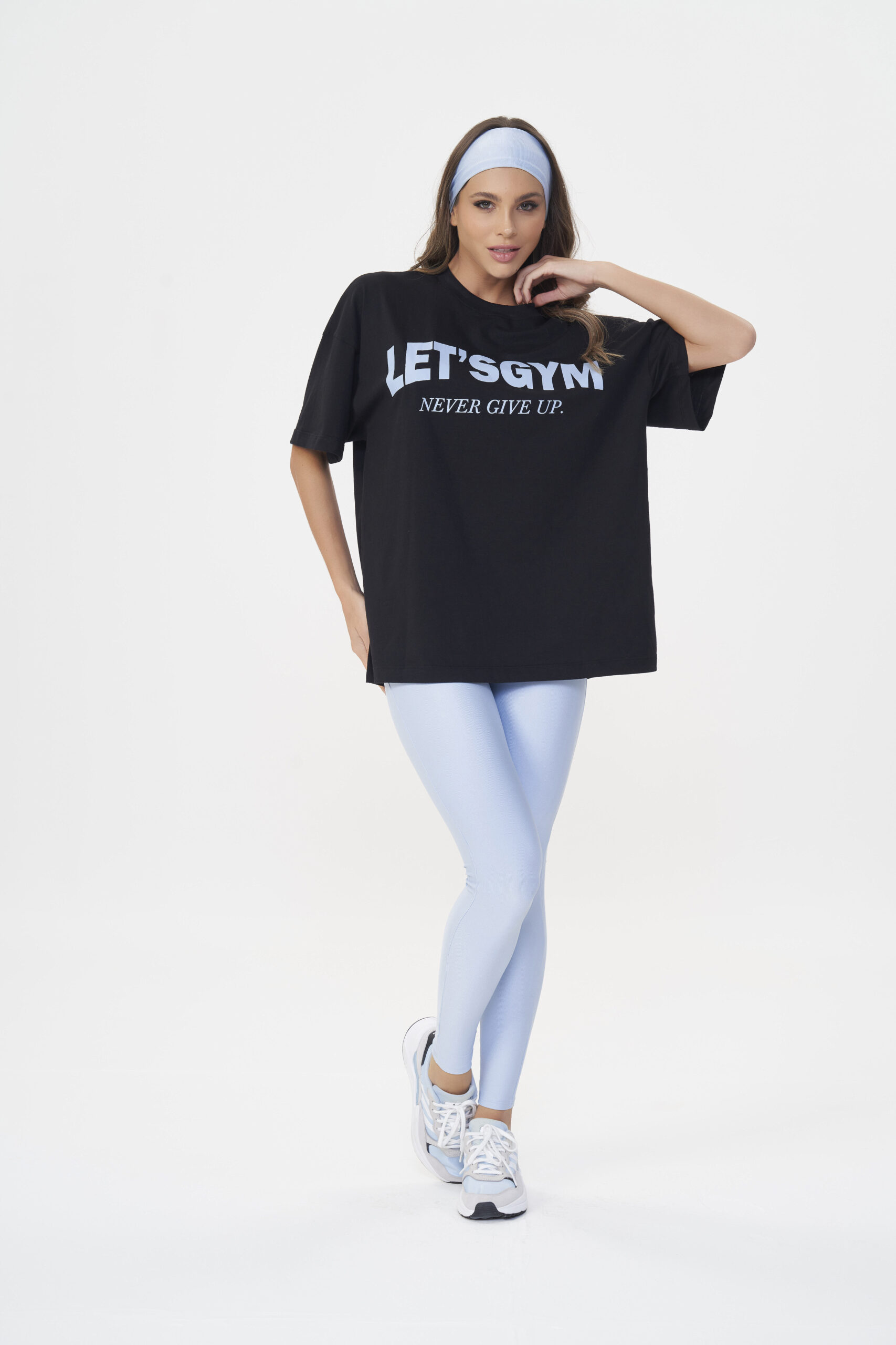 Camiseta Oversized Never Give Up – Preto