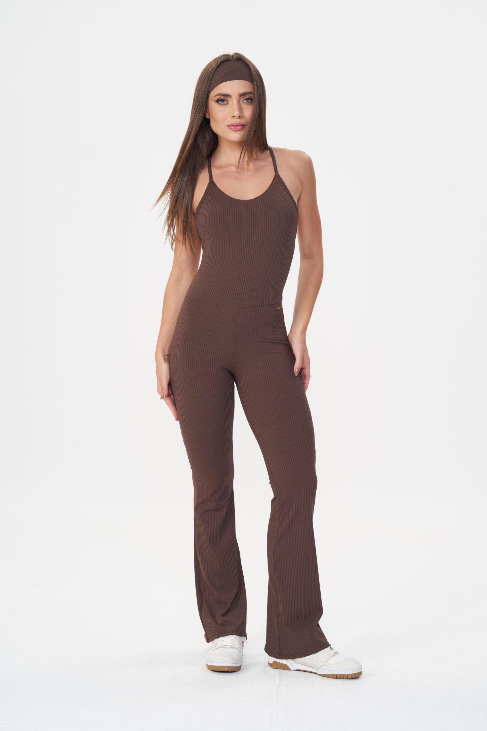 Macacão Flare Comfort Rib – Coffee