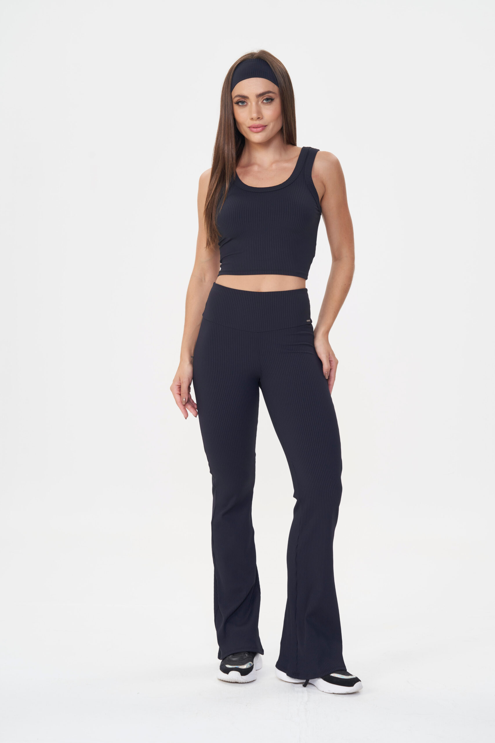 Calça Flare Comfort Rib – Preto